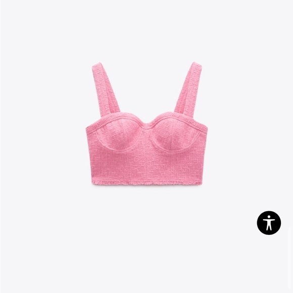 Pink tweed textured zara crop top and flare skirt - Picture 12 of 13